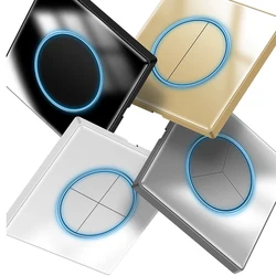 COSWALL 1/2/3/4 Gang 1/2 Way On / Off Wall Light Switch Large Aperture LED Backlight Data HDMI USB Charger Glass Panel Grey Gray