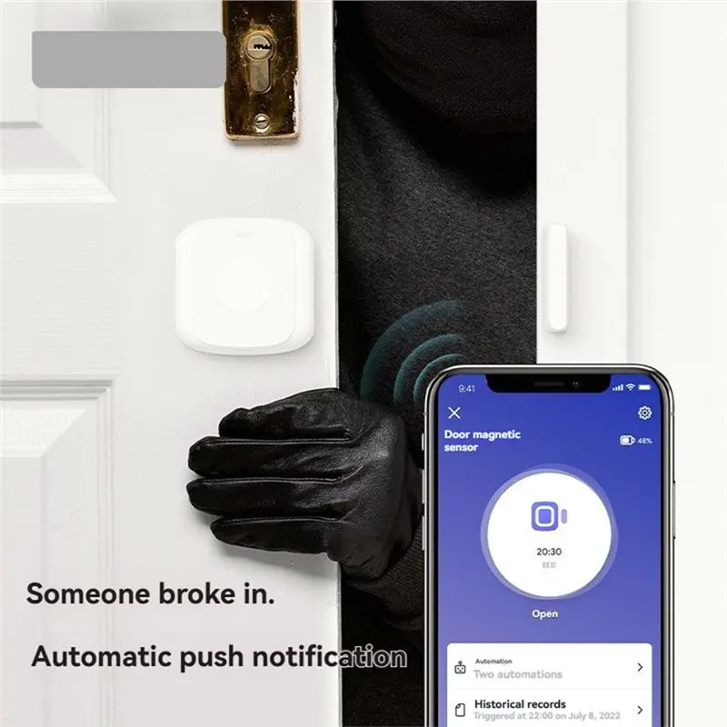 N75R-Tuya Zigbee Smart Door And Window Burglar Alarm Sensor Magnetic Detection With APP Remote Control And Scene Interaction But