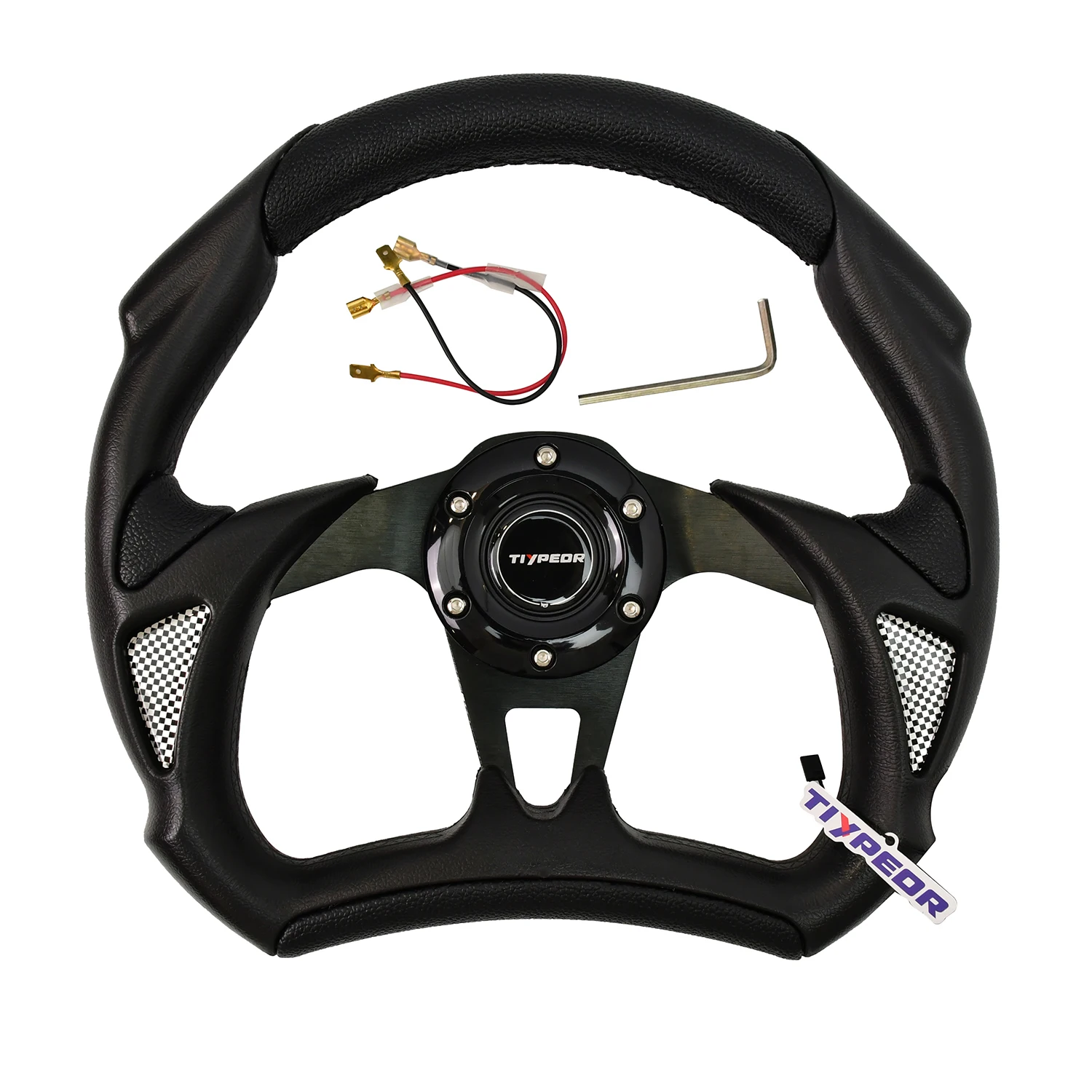 Tiypeor 유니버설 블랙 PVC 스포츠 레이싱 드리프트 게임 시뮬레이터 자동차 스티어링 휠, 320mm