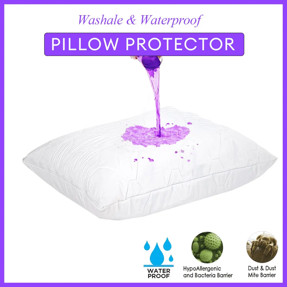 Housse de protection d'oreiller matelassée avec fermeture éclair, imperméable, 48x74cm, lavable et anti-insectes, 1 pièce