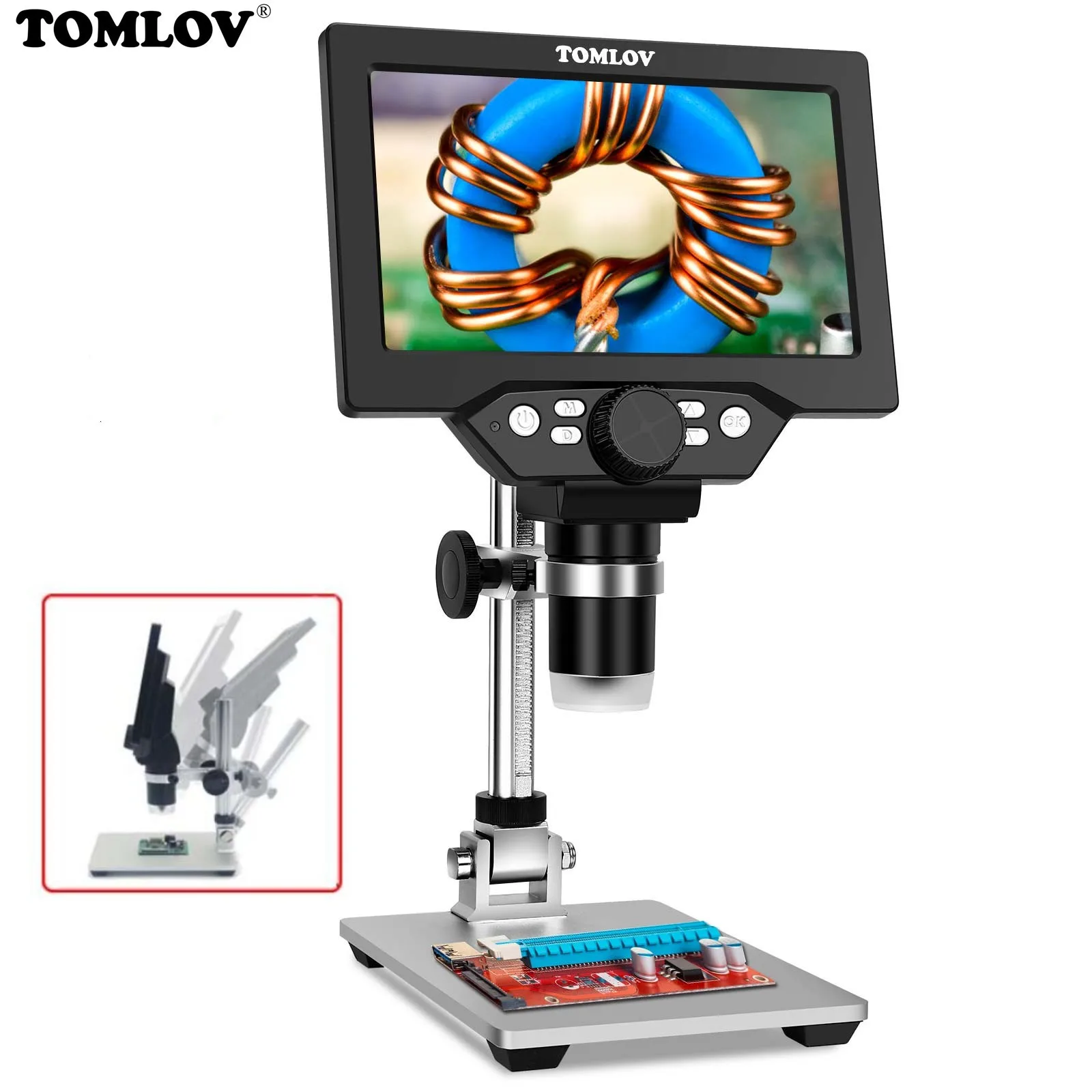 

TOMLOV G1200 USB Digital Microscope 1-1200X Soldering Electronic Video Microscopes Continuous Amplification Magnifier For Repair