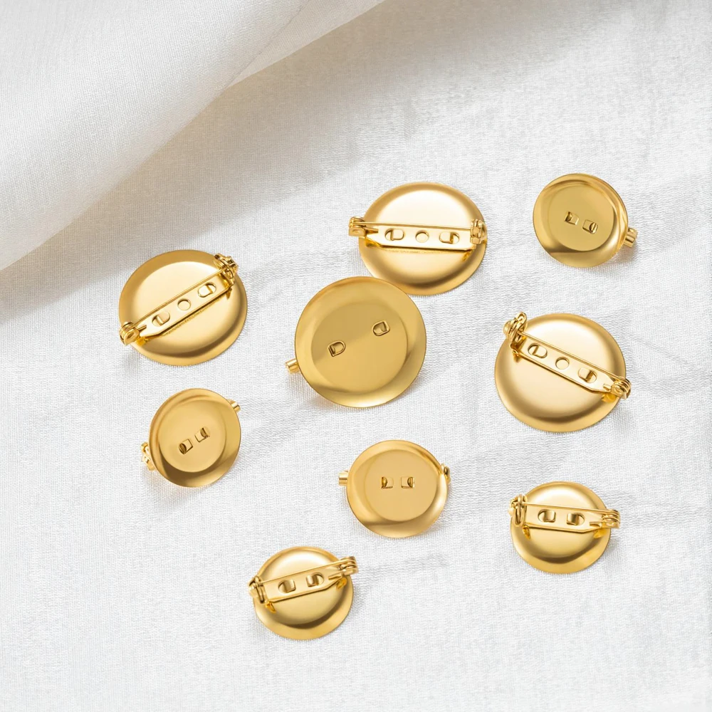 5 Stück Edelstahl Gold Runde Brosche Passend für 15-30mm Rohlinge für DIY Kleidung Nähen Broschen Schmuckherstellung Handwerk – Detail 3
