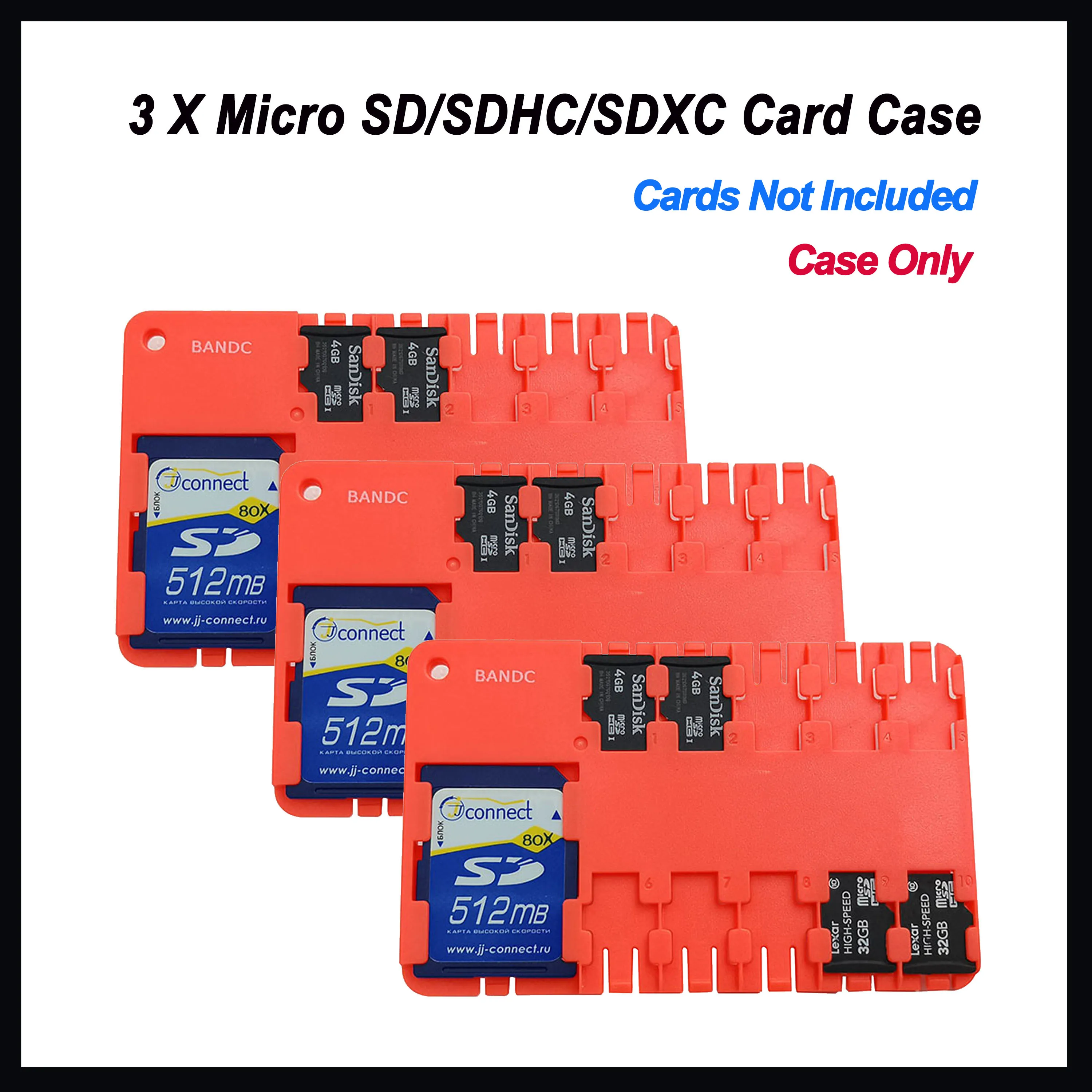 BANDC Micro SD Card Case, Memory Car Storage Holder, Tamanho do cartão de crédito, SD, TF, SDHC, SDXC