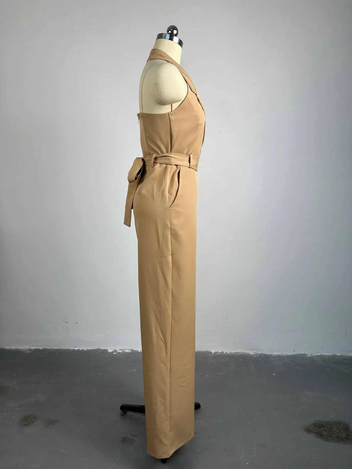 Sexy Long Jumpsuits Overalls for Women Solid Sleeveless Halterneck Backless Jumpsuit Summer High-waist Pants Party Jumpsuits