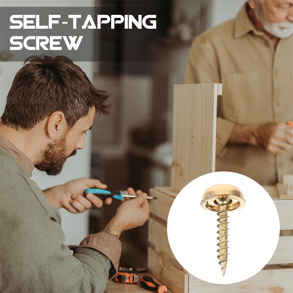 

Brass Decorative Screws 8pcs with Caps Self Tapping Wood Fasteners Cover Mirror Finish Screw for Upholstery Crafts Hardware