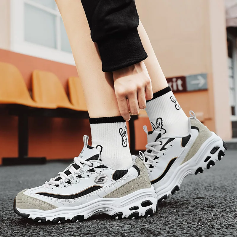 HKDQ High Quality Platform Sneakers Unisex Fashion Design Brand Dad Shoes For Women Men Retro Comfortable Men's Casual Sneakers