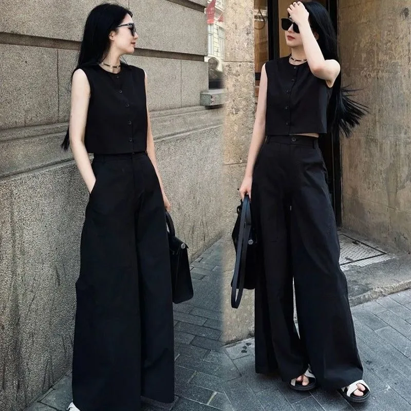 Single /Pant Sets, Summer New Fashion and Thin Foreign Top, Casual Temperament, High-end Pants Two-piece Set, Trendy Women，loose