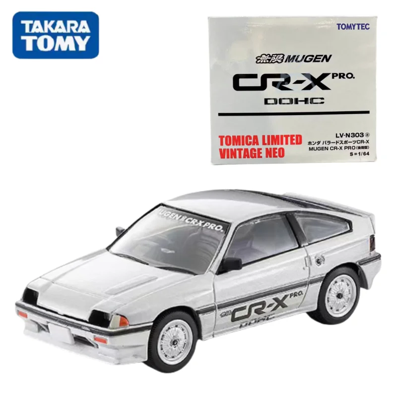 TAKARA TOMY TOMICA 1:64 TLV LV-N303a Honda CR-X PRO Modelo en miniatura de eje de compresión de aleación de plata, decoración para adultos,