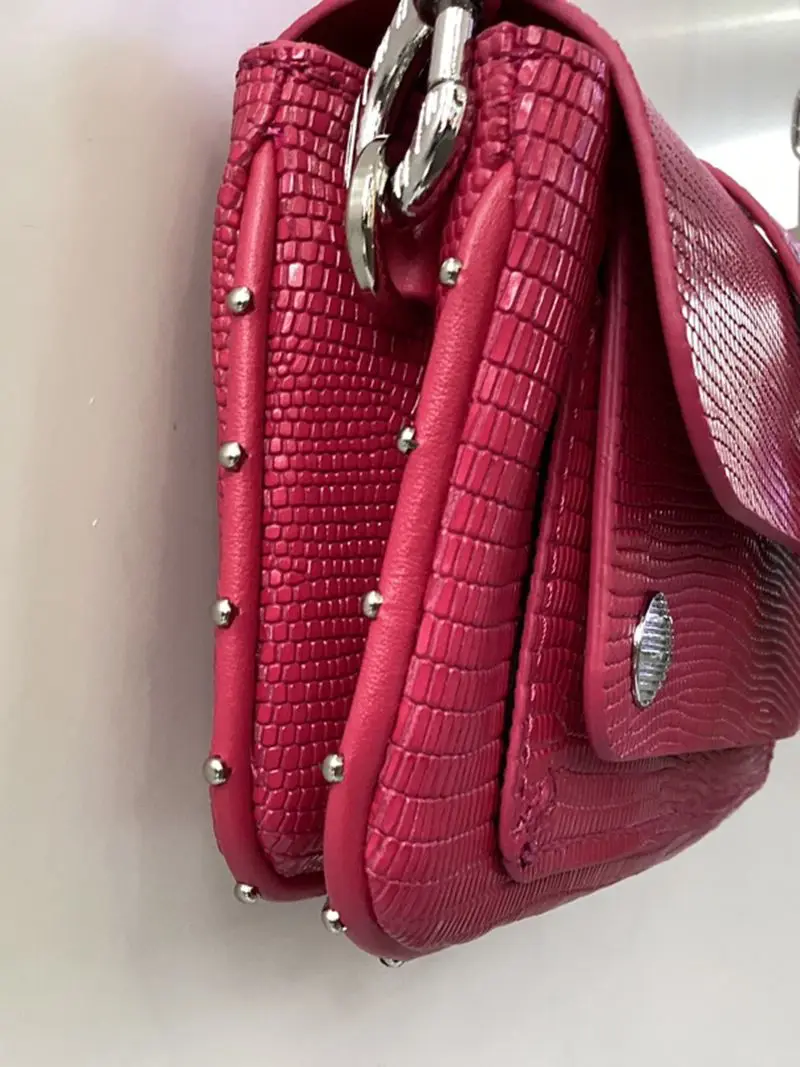 

Bag for women 2024 new fashionable casual wing logo red crocodile pattern high-end women's leather shoulder bag mini small bag