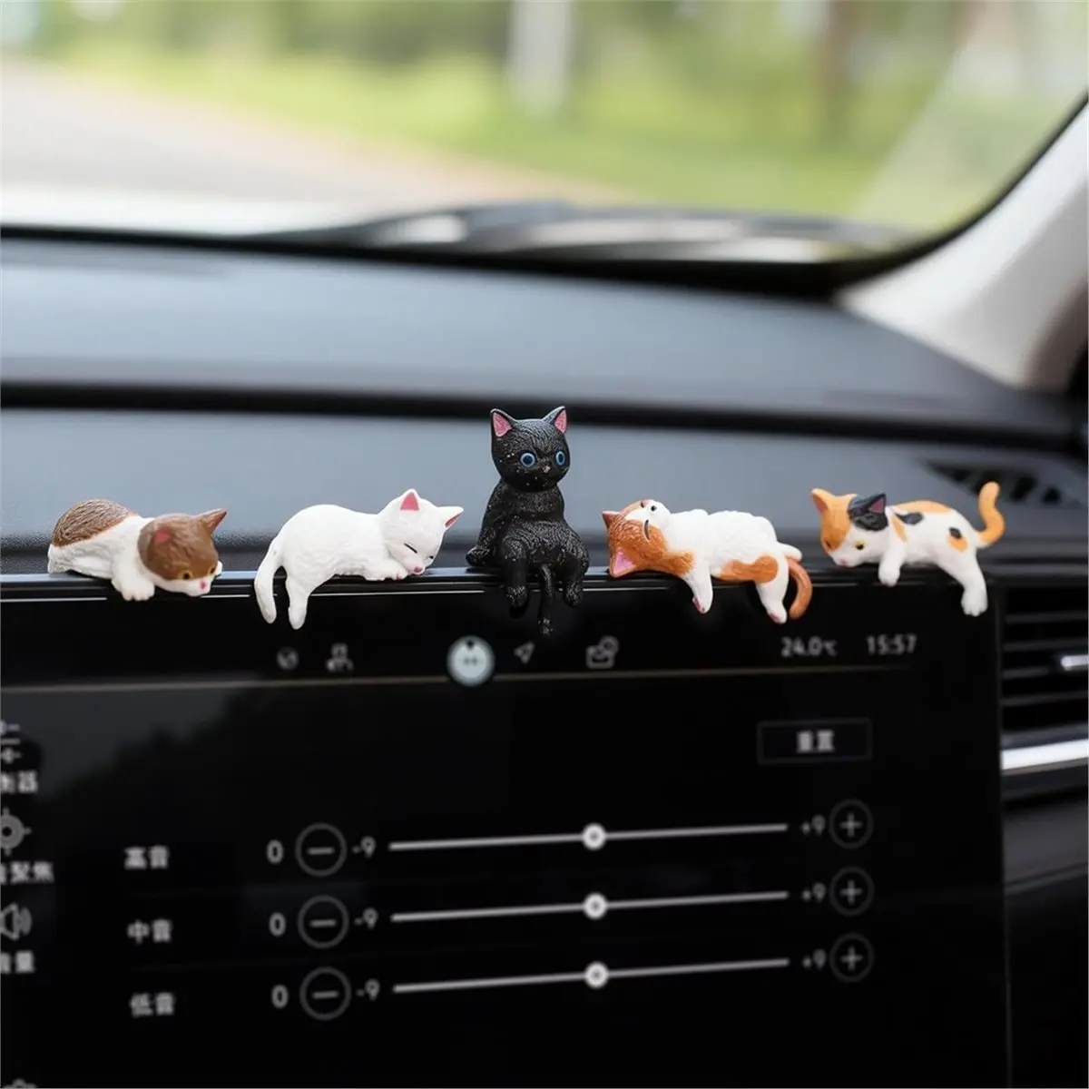 A45I 12 Pcs Cat Car Decor Dashboard Accessories, Mini Cat Figurines, Funny Computer Monitor Desk Decorations for Women Girl