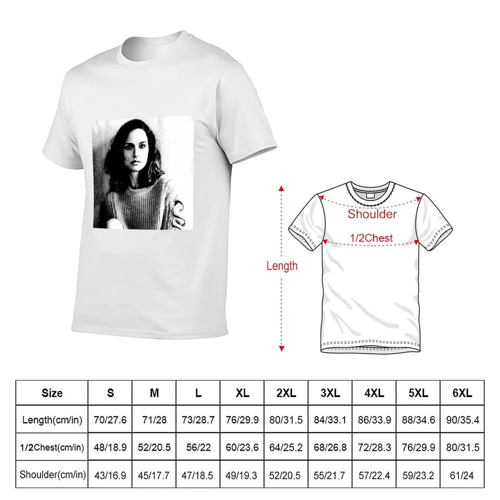 Natalie Portman Black & White Portrait (Linocut) T-Shirt t shirts for man cotton soft man t shirt designer T-Shirt