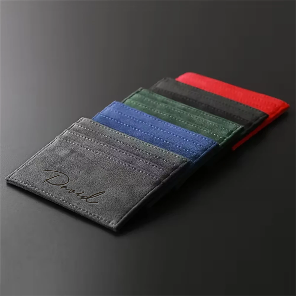 Customizable 3D Laser Engraved Name Personalized Women Men Wallet PU Faux Leather Fashion Design Simple Lightweight Card Wallet image 5