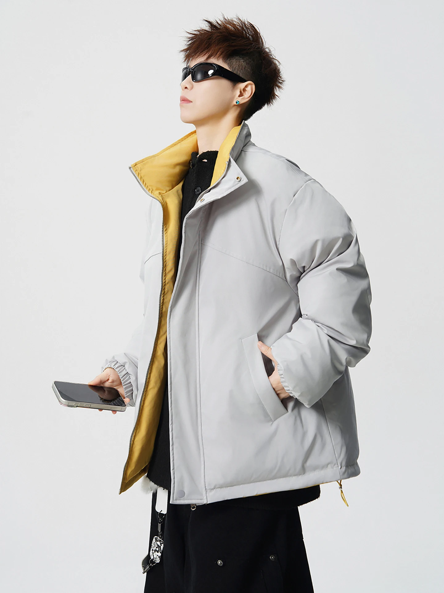 

Двусторонняя одежда Boyue, простая уличная одежда, ветрозащитная хлопковая куртка M, модель хлеба, пальто, молодежная модная повседневная верхняя одежда