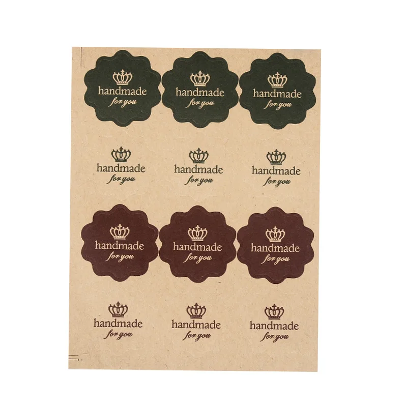 

1200 шт./лот, цветок, круглый дизайн, ручная работа для вас, крафт-бумага, печать, наклейка, рождественская подарочная этикетка «сделай сам», скрапбукинг, 3 цвета