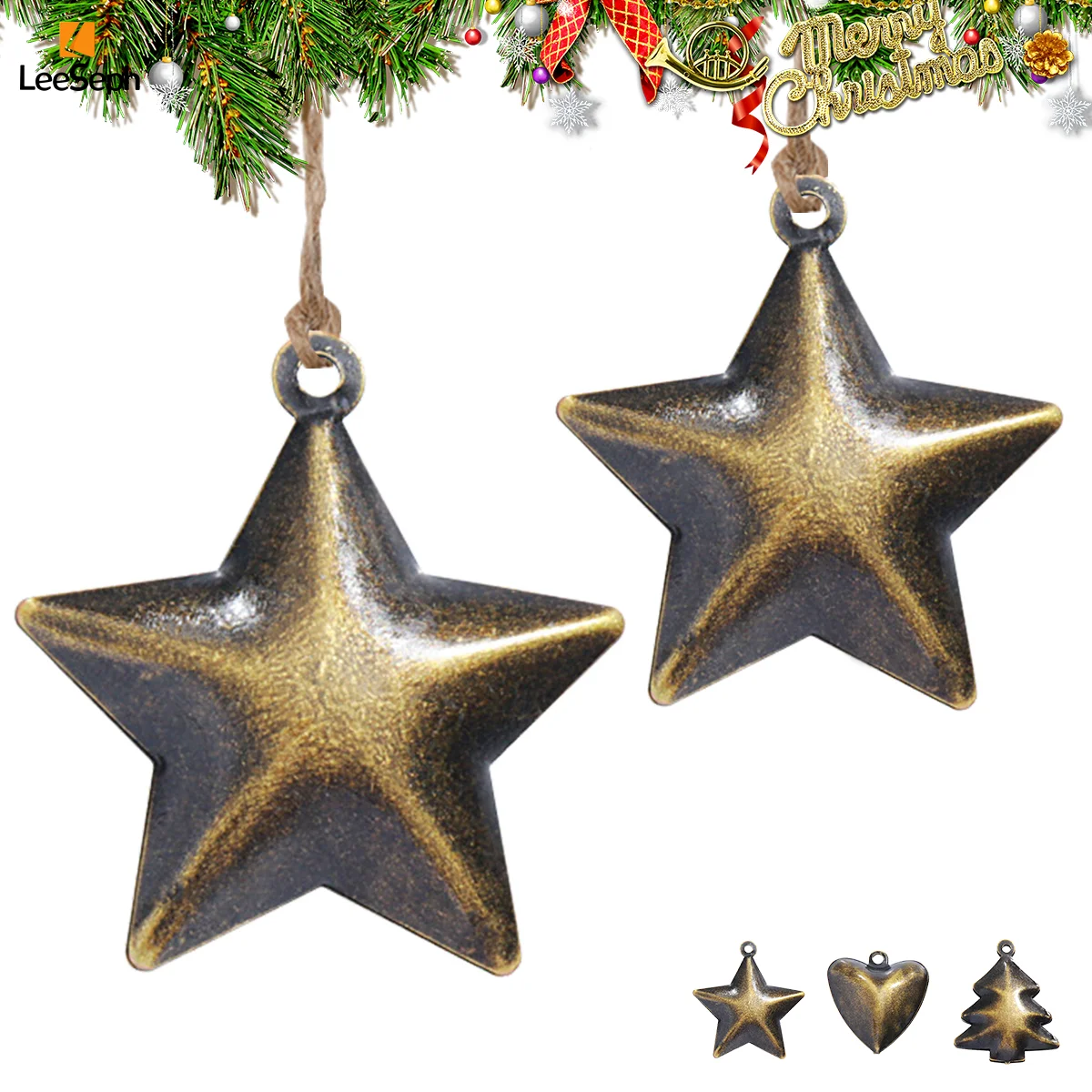 أجراس عيد الميلاد الصغيرة، أجراس معدنية مزخرفة عتيقة لشجرة عيد الميلاد مع فتحة تعليق، لتزيين مهرجان الزفاف لصالح DIY