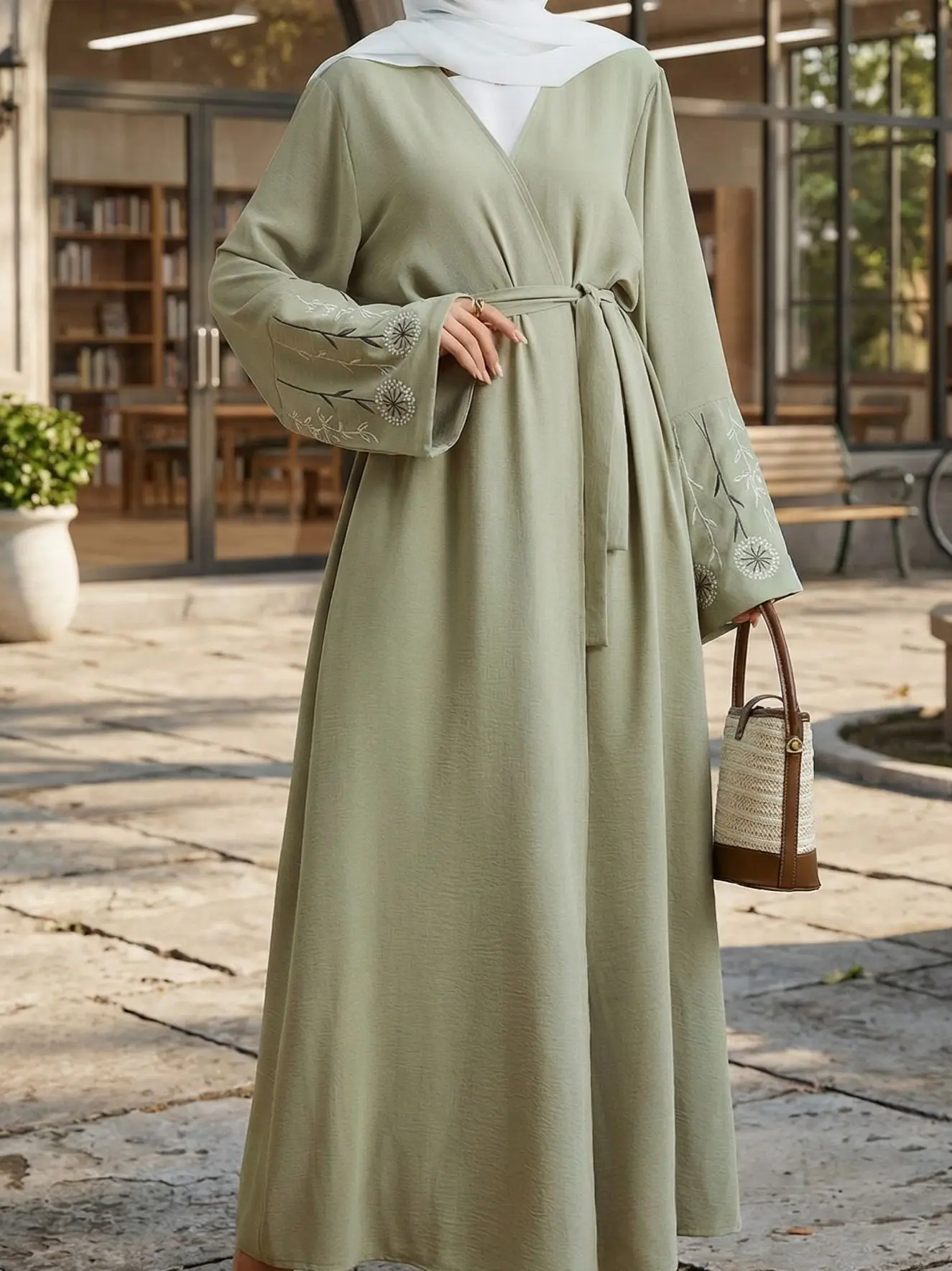 

Embroidery Abayas for Women Muslim Dress Dubai Open Abaya Turkey Kaftan Eid Djellaba Kebaya Caftan Marocain Femme Robe Jalabiya