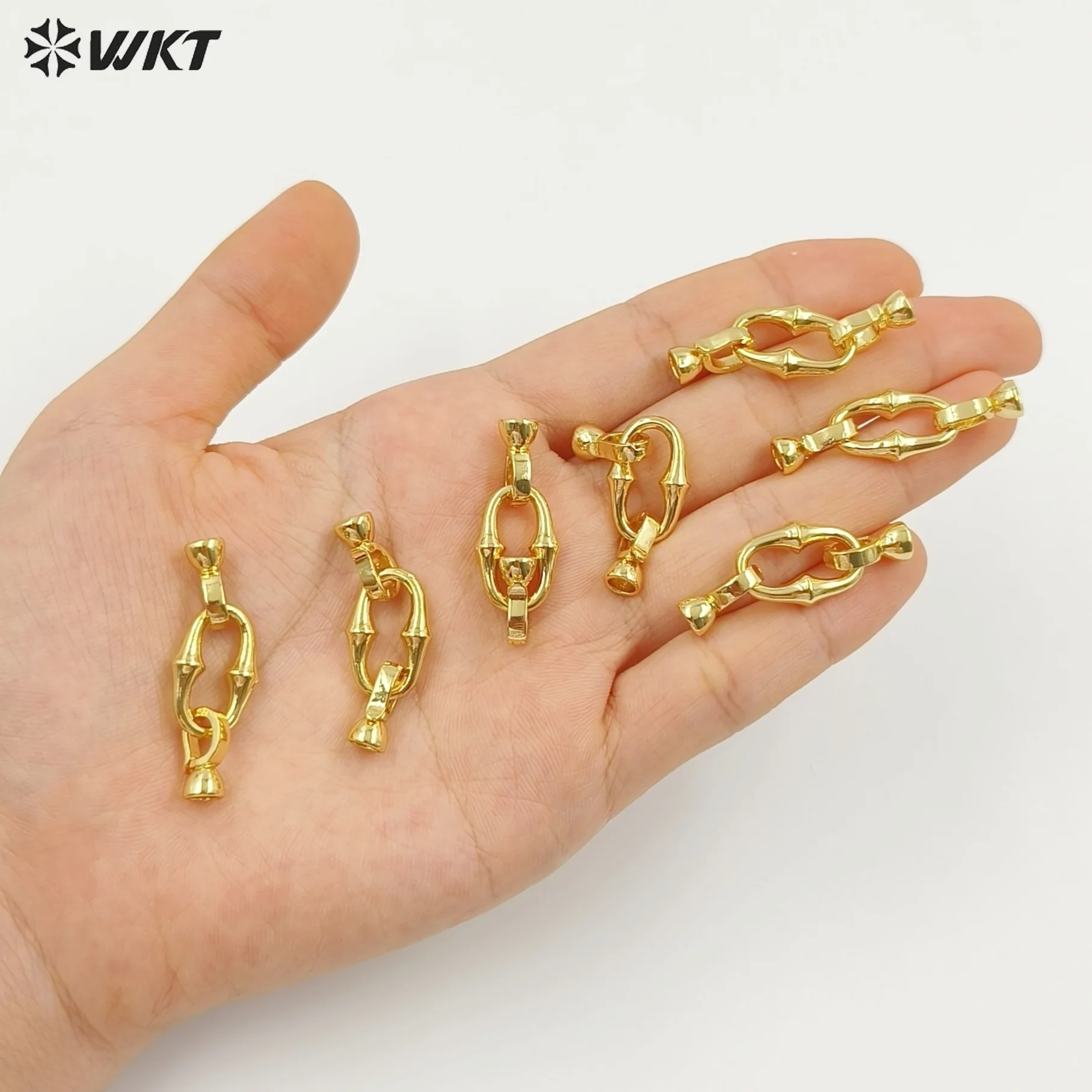 WT-JFE159 Newest Good Quality Double Clasps 18K Gold Plated Metal Jewelry Findings For Unique Necklace Connection Component