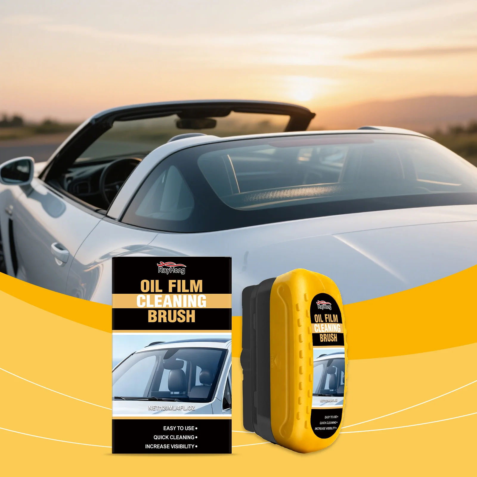

Auto Windshield Oil Remover Brush - Glass Cleaner Forms Waterproof Layer Enhances Visibility Boosts Safety Blocks UV Damage