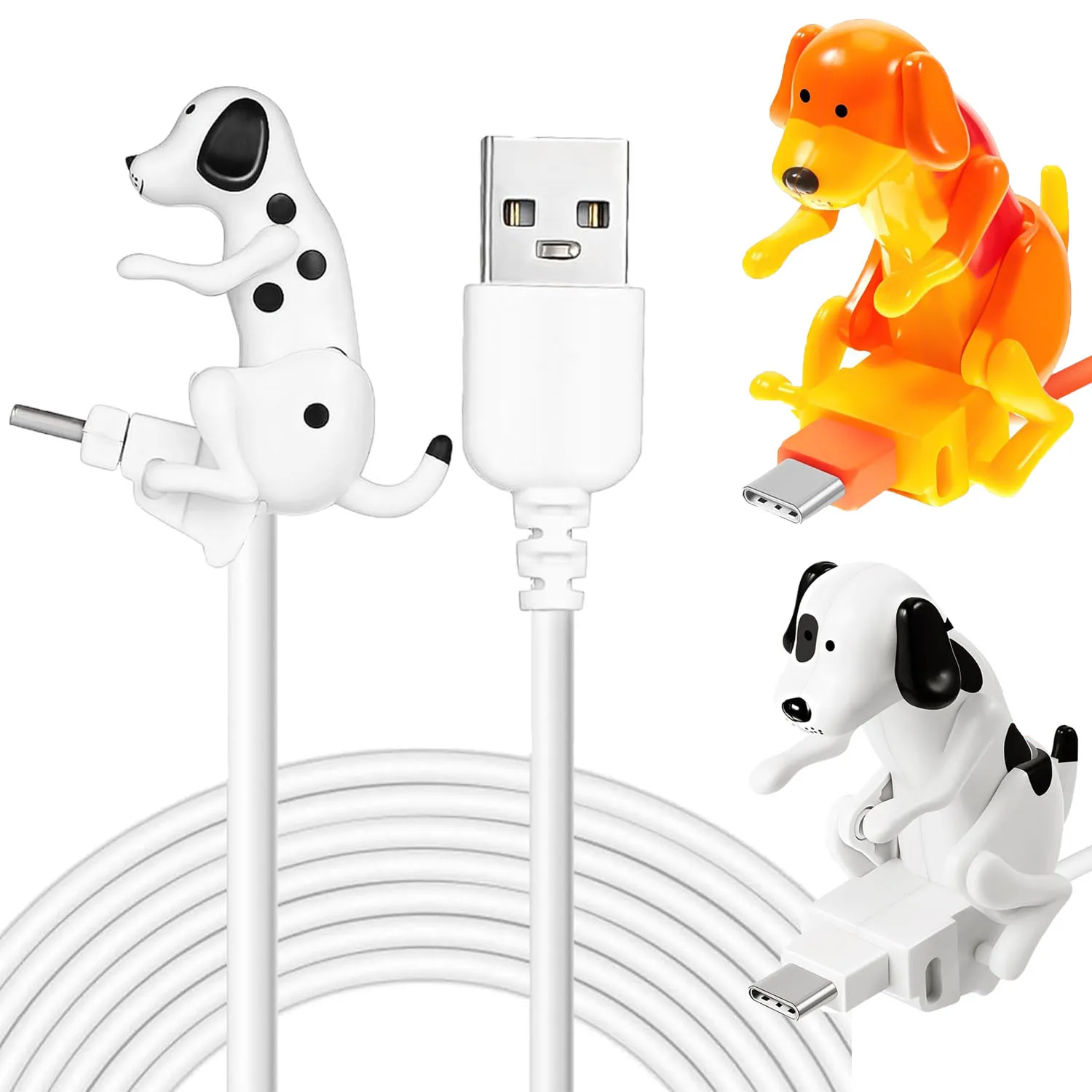 Câble de charge pour téléphone portable avec motif de chien mignon et amusant, USB/Type-C, pour iPhone iOS Android et téléphones mobiles Type-C