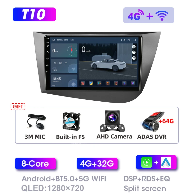 Srnubi Android Autoradio Voor Seat Leon 2 MK2 2005-2011 Bluetooth Carplay Multimedia Speler GPS Navigatie 2 Din stereo Head Unit