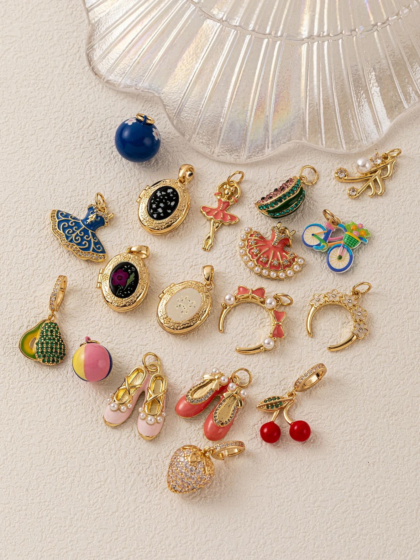 Vintage und trendiges neues Kleid, Birne, Wassermelone, Kirsche, DIY-Anhänger, Charms, Schmuckherstellung – Detail 2