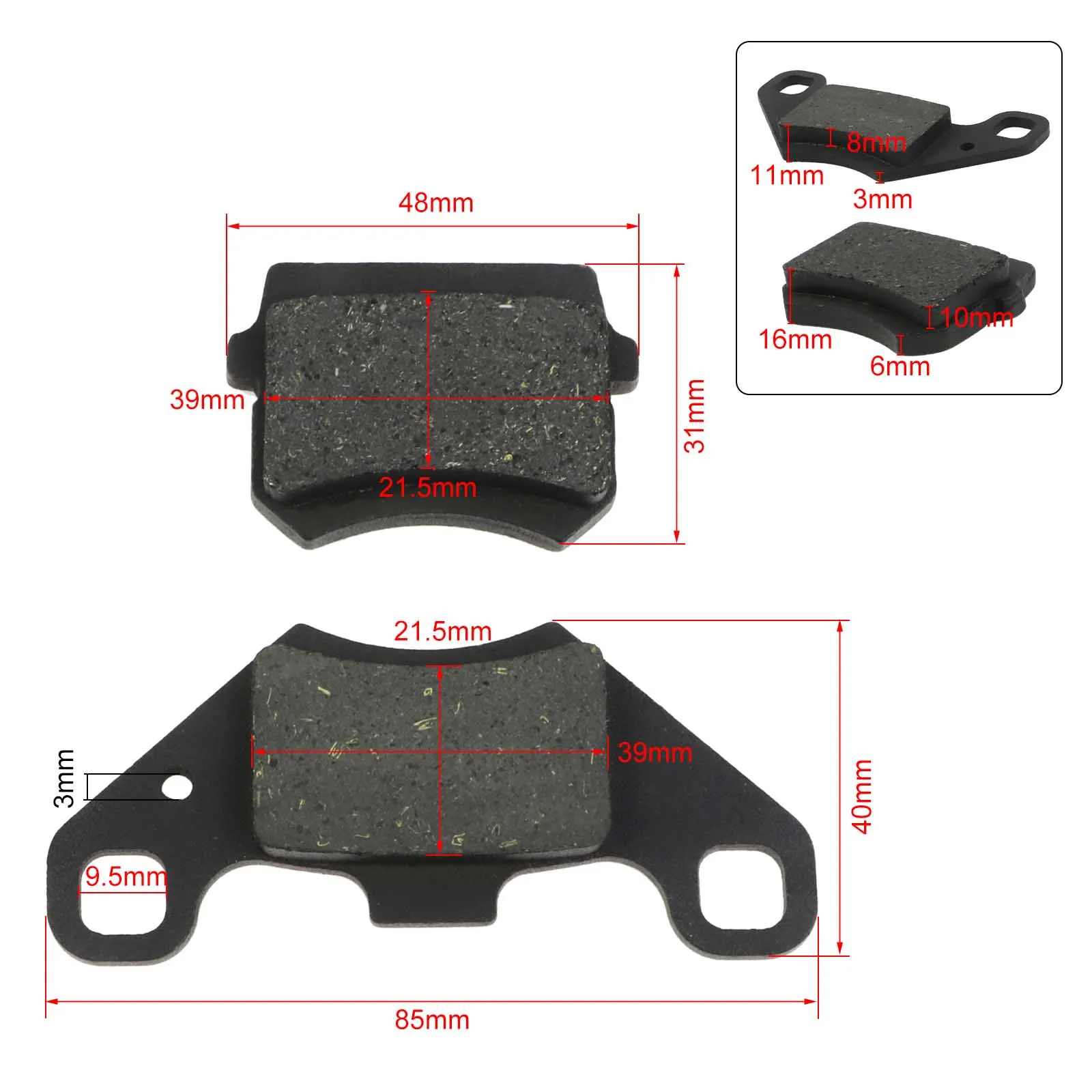 2 Sets Rear Disc Brake Pads Shoes for Chinese ATV Quad Go Kart 50cc 70cc 90cc 110cc 125cc 150cc 200cc 250cc Coolster Taotao