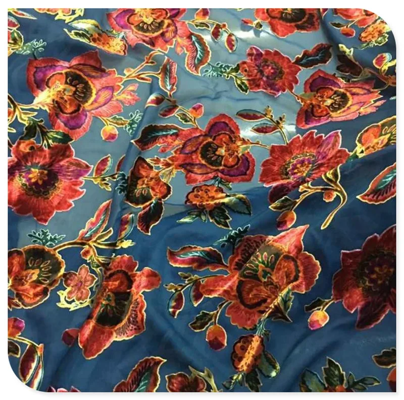 Imitation Silk Base Fabric Hollowed-out Crushed Flower Velvet FabricSilk Velvet Fabric