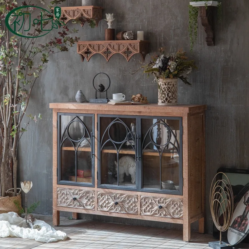 American retro old storage cabinets, bed and breakfast kitchen side cabinets, wedding photography decoration display cabinets st