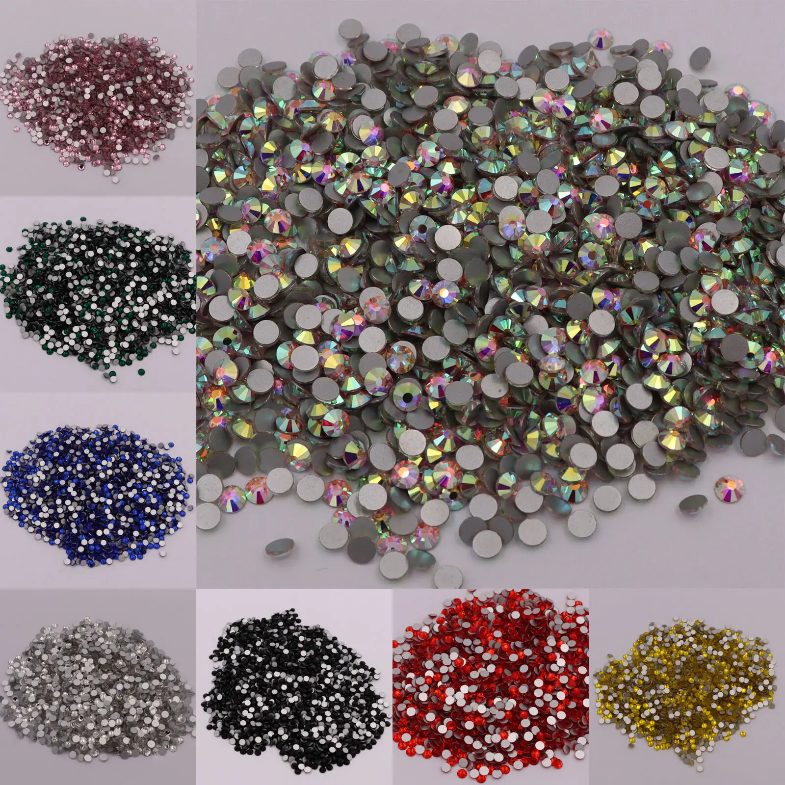 High Quality Crystal AB SS3-SS34 Non Hot Fix Rhinestone Flat Back Strass Nail Glitters Garment Stone Multi Colors