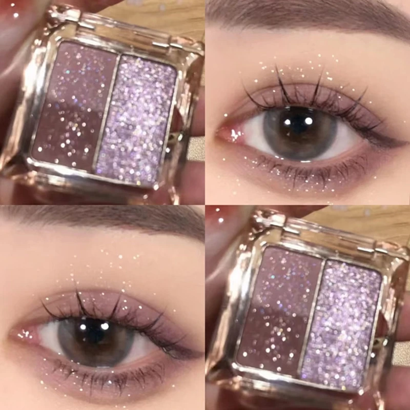 Paleta de sombra de ojos morada brillante con resaltador nacarado brillante Kit de cosméticos de maquillaje de ojos brillante monocromático 2025