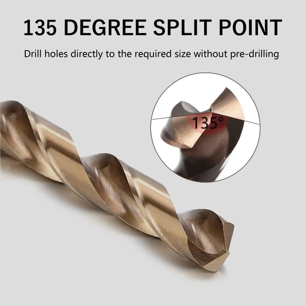 13/19PCS Metric Cobalt Drill Bit Set Titanium Drills Tools Straight Shank Hard Metal Twist Drill Bits for Stainless Steel Wood