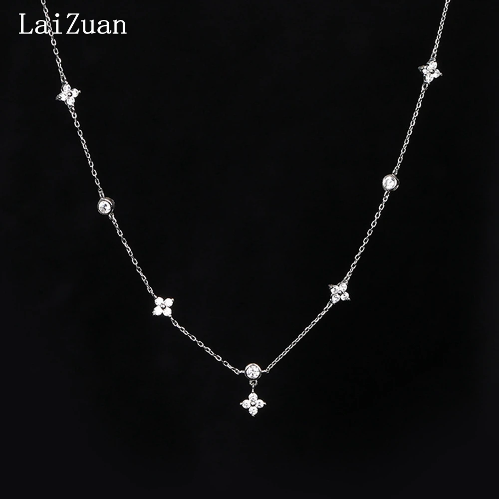 

LaiZuan D Color Moissanite Necklace 925 Sterling Silver Pure 10K 14K 18K White Gold Pendent Necklace Women Fine Jewelry Party