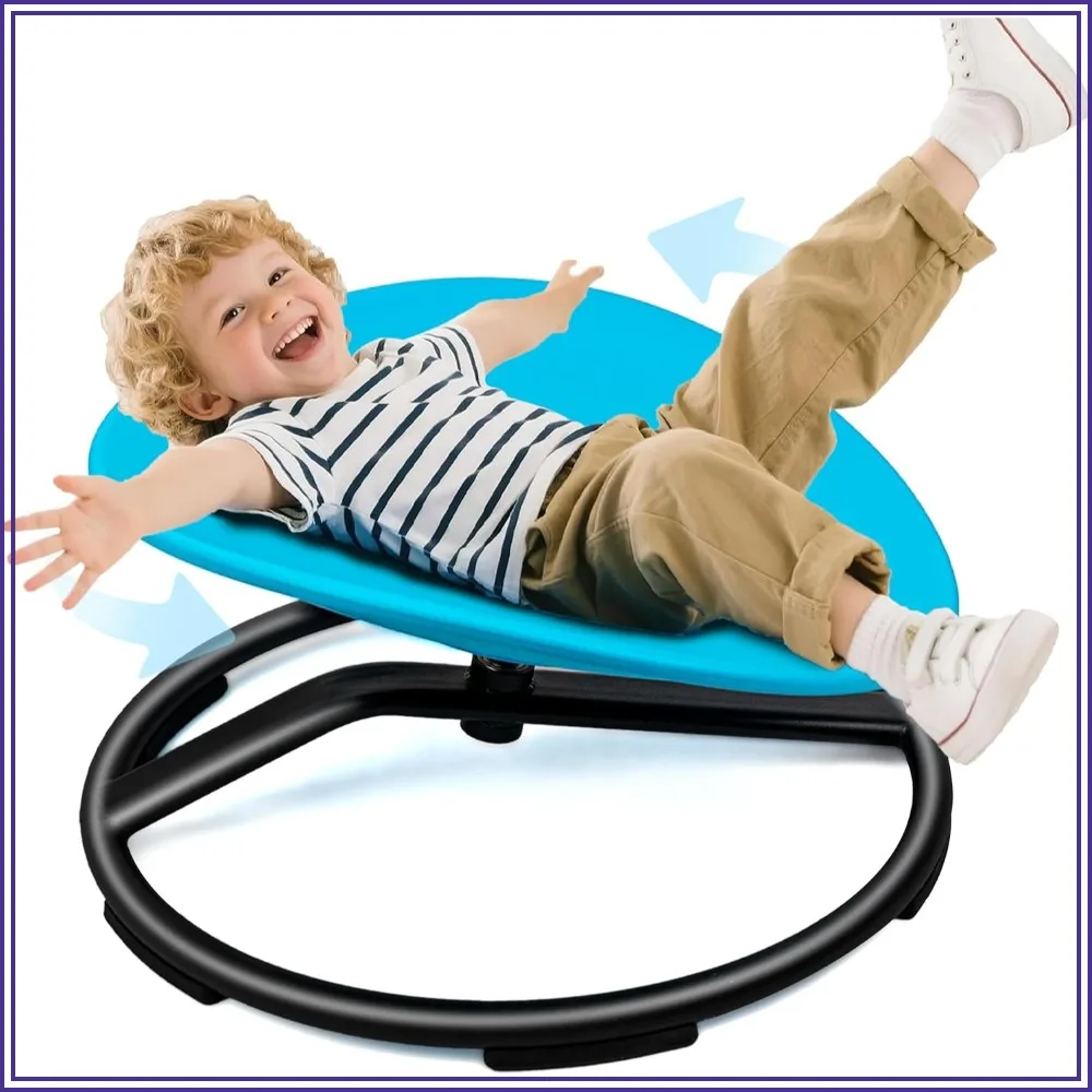 

Spinning Chair for Autism Sensory Needs – Round Sensory Spinning Toy, Swivel Seat for Balance, Coordination & Focus, ADHD Support (Blue)