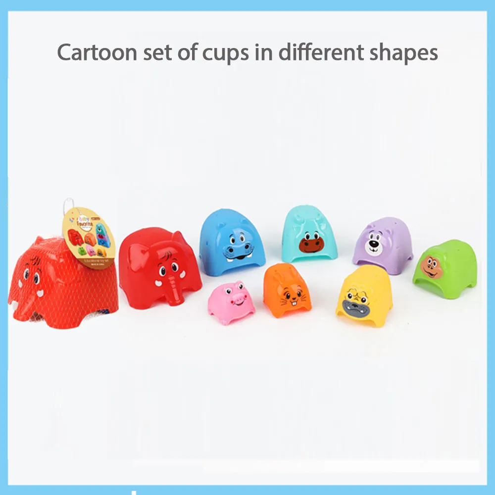 Children's Bath Water Toy Cartoon Elephant Stack Of Cups Early Education Enlightenment Toy Rainbow Stack Of Cups Baby Gift