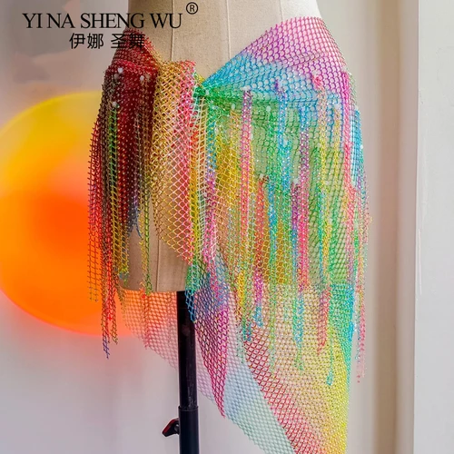 Cadena de cintura para danza del vientre, triángulo de diamantes, borla multicapa, bufanda de cadera, danza del vientre, traje de diamante brillante, cinturón de rendimiento