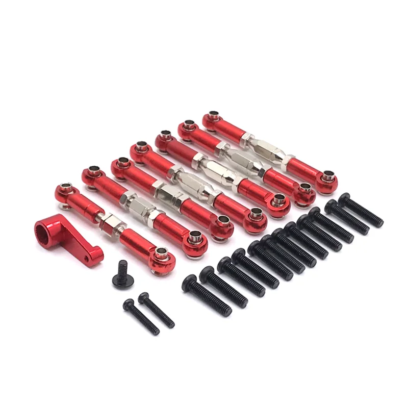 Mise à niveau En Métal 7PCS Cravate Tige 28T Bras Servo Pour WLtoys 144010 144001 144002 124016 127017 124018 124019 LC 1/14 RC Voiture Pièces