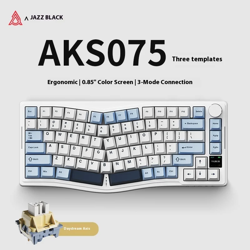 

Ajazz Ak S075 Беспроводная механическая клавиатура Bluetooth Эргономичная структура экзамена третьего проб через цветную клавиатуру RGB с экраном