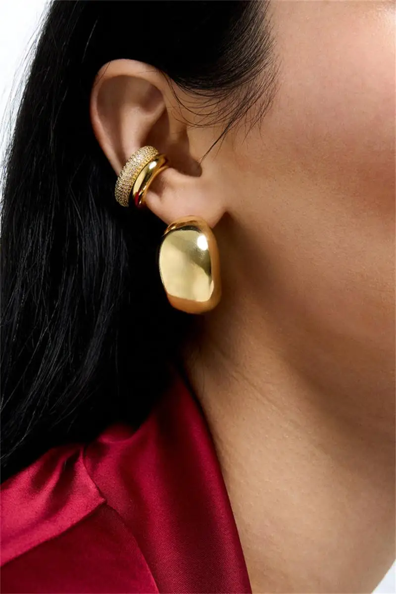 Zirkon runder doppellagiger C-förmiger Ohrclip, keine Perforation erforderlich, elegante doppellagige Edelstahl-Clip-Ohrringe für Frauen