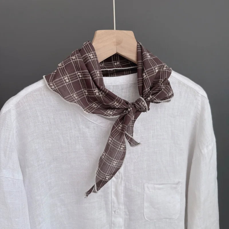 

%cotton breathable retro British-style scarf women, neck protector, small neck scarf,-border bestsell
