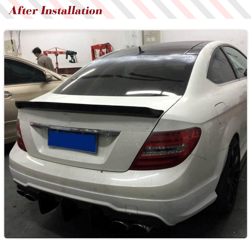 Carbon Fiber Car Rear Trunk Spoiler For Mercedes Benz Class W204 C204 Coupe C63 AMG 2008-2014 Car Rear Boot Lid Highkick Spoiler