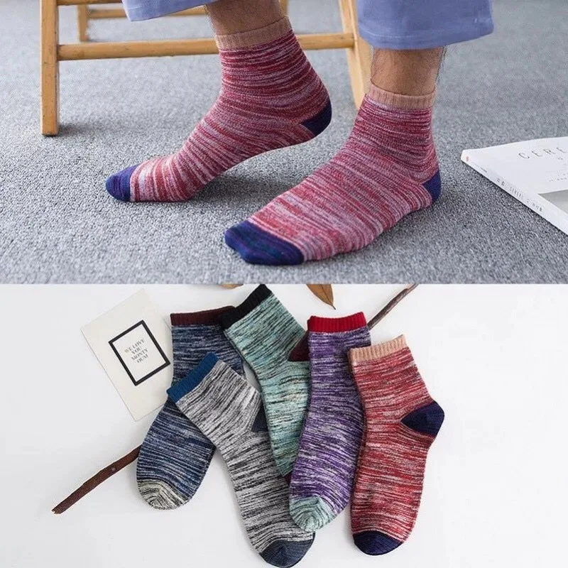 5/10 Pairs Fashion Socks Ancient Style Series Socks Retro Fashion Socks Men's Mid-tube Socks Autumn and Winter Cotton Socks