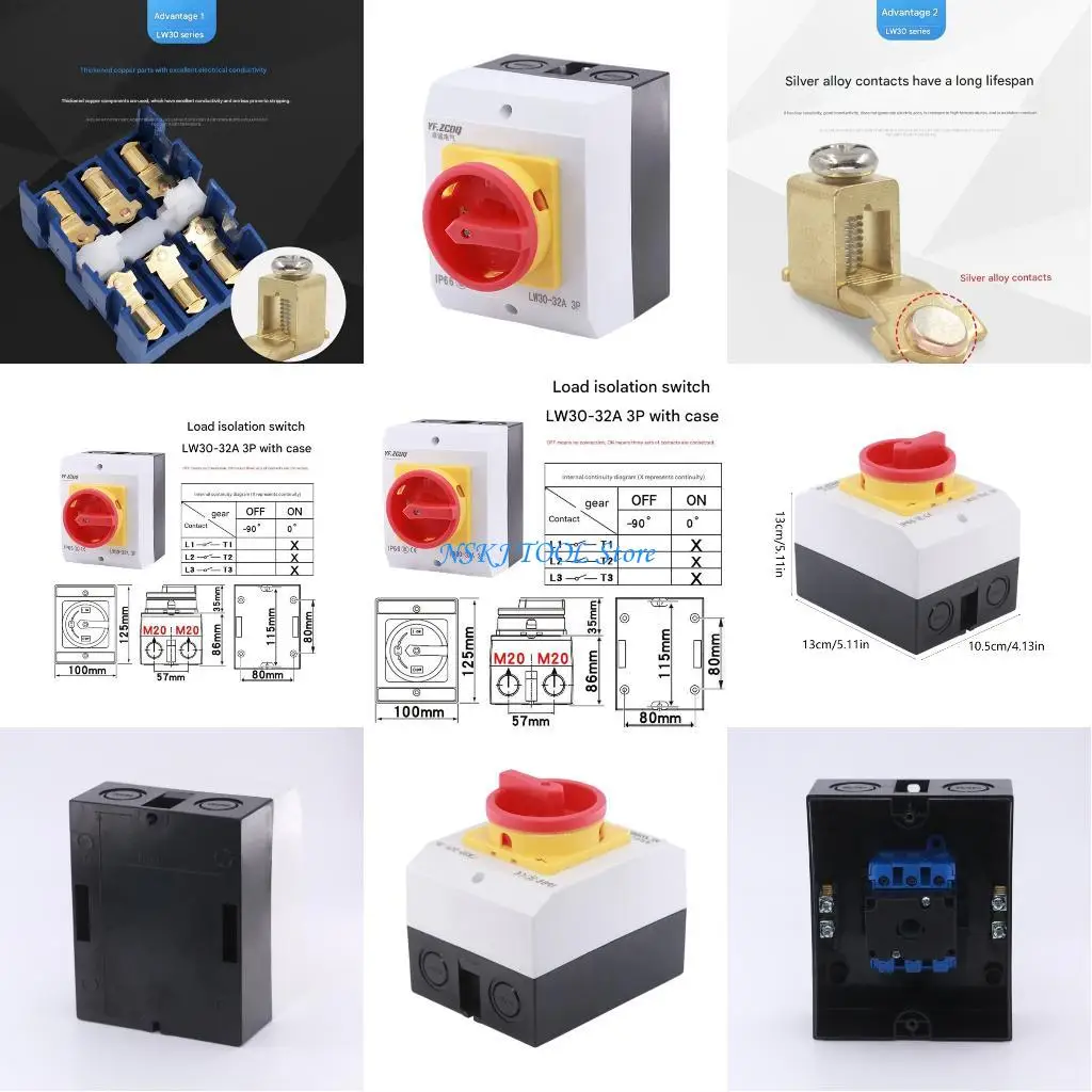 L8RC High Current 32A 3 Poles Safety Switches Weather Resistant Housing 30 32A Load Capacity Industrial Power Control Device