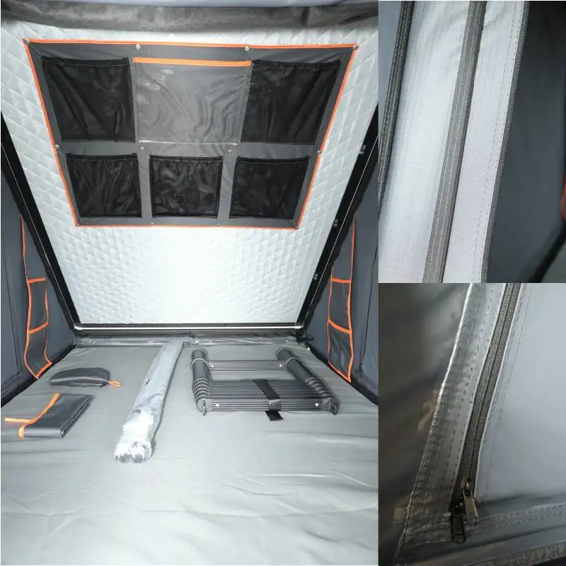 Carpa de techo plegable de tela antidesgarro para camping al aire libre, con panel solar de aluminio, tipo concha, para SUV, de una habitación, doble capa, cuatro estaciones