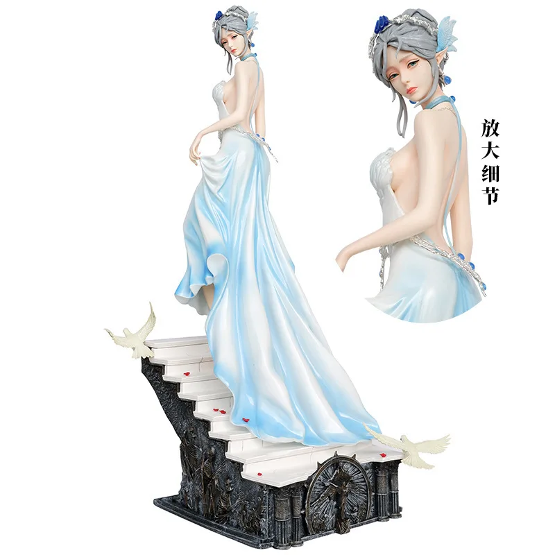 58cm Ghost Blade Figure Crystal Series Ice Fire Princess Elf Anime Pvc Action Figure Toy Statue Adult Doll Collection Model