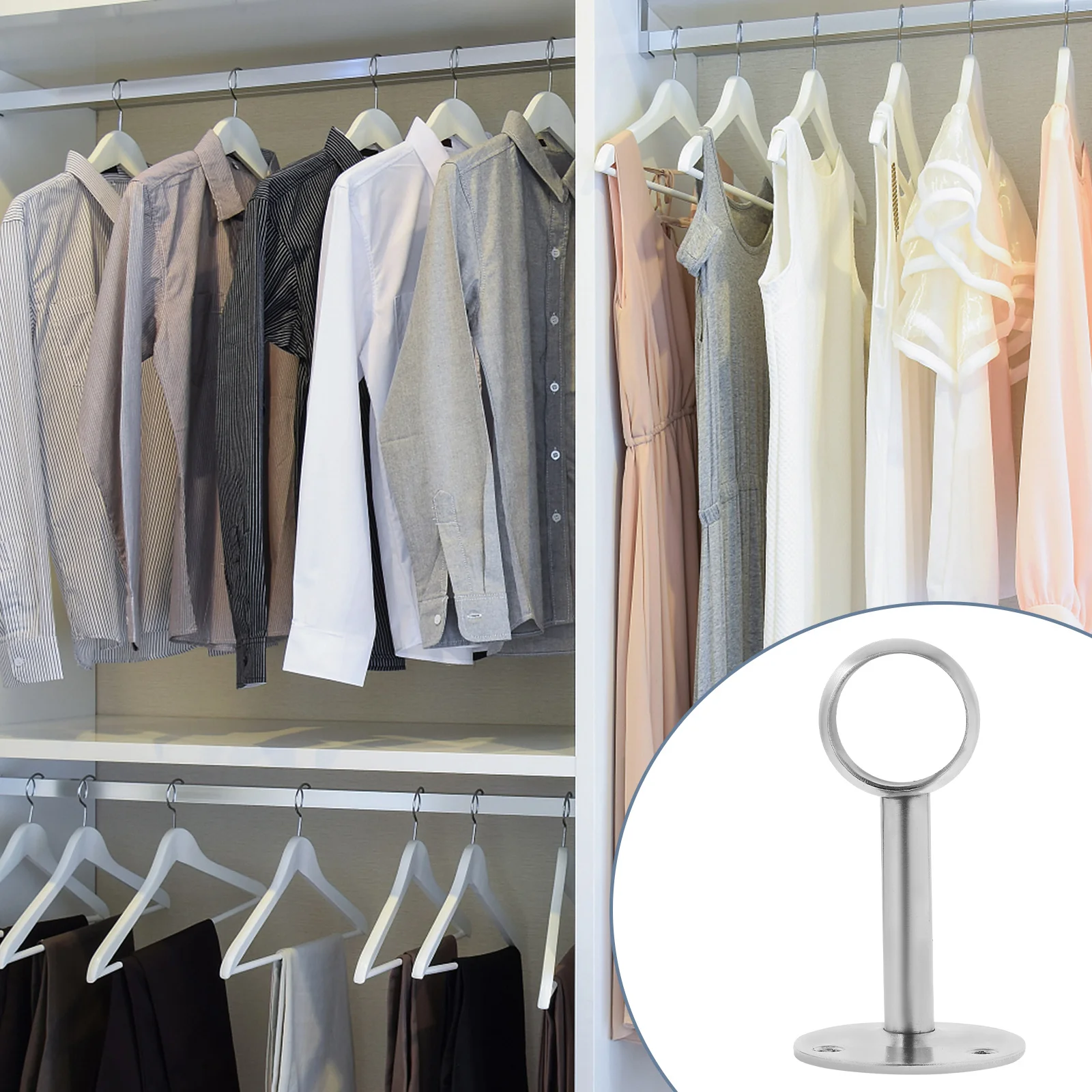 Soporte de barra de toalla de acero inoxidable, 2 uds., para varillas de 25Mm, soporte de montaje en pared, accesorio de soporte para cortina de armario de cocina y baño