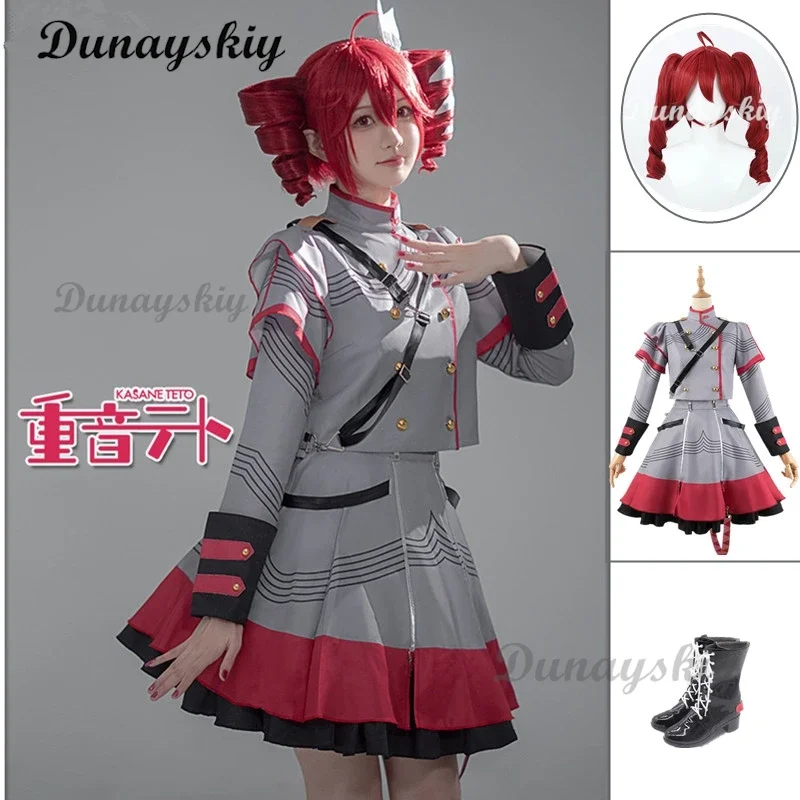 Vtuber Kasane Teto cosplay costume Utau anime clothing synthesizer v Teto\'s wigs Halloween virtual singer costume