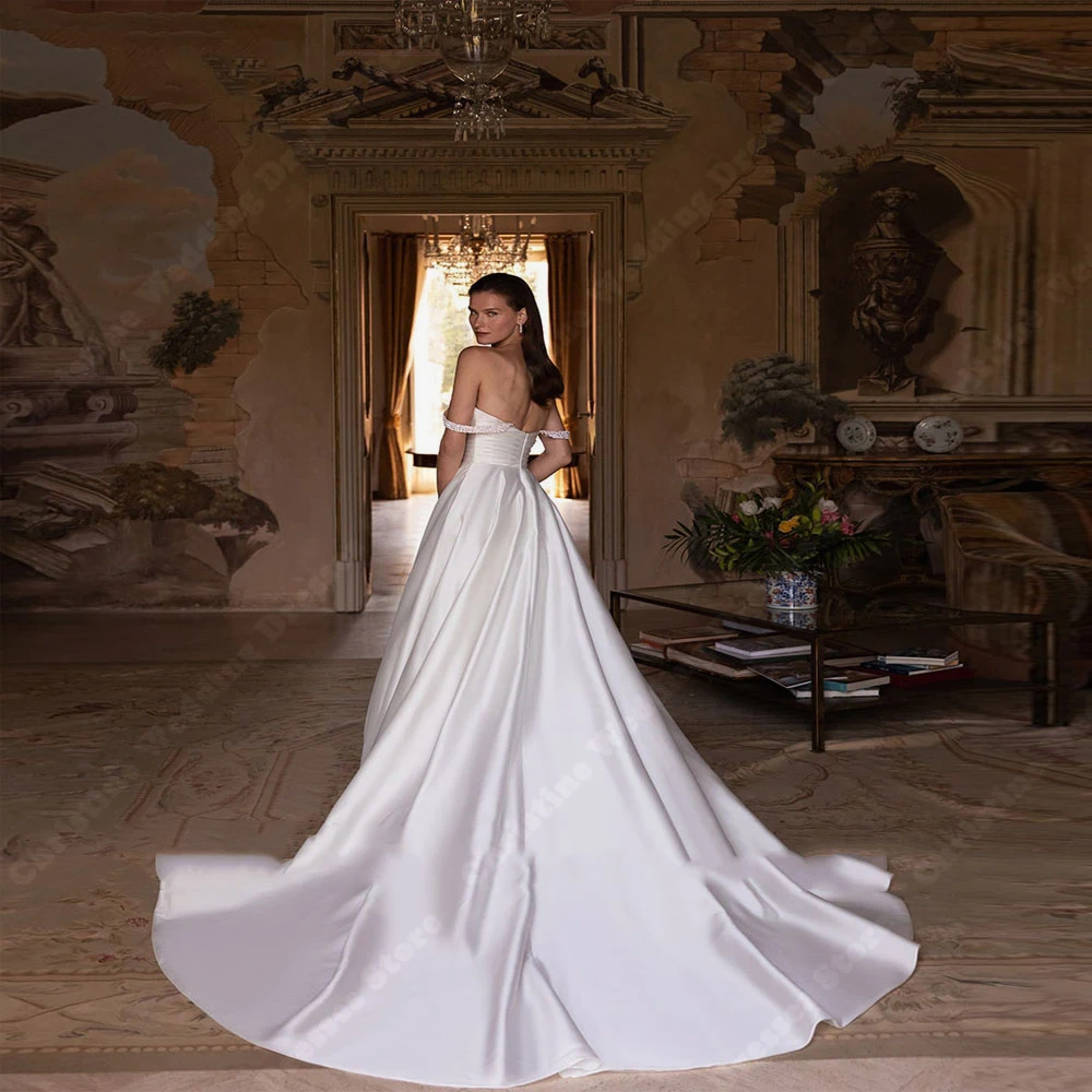 Eleganti abiti da sposa da donna a-line abiti da sposa Sexy senza maniche elegante lunghezza di lavaggio fidanzamento principessa Vestidos De Novia