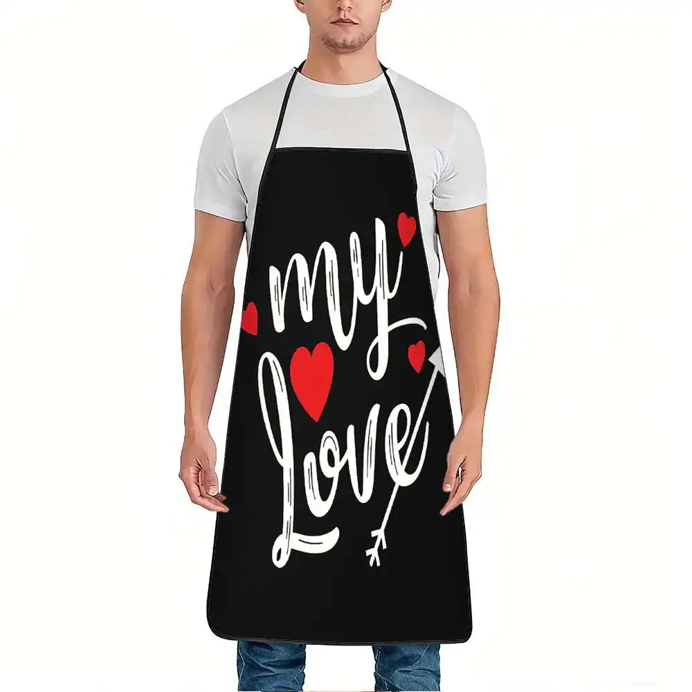 1pc My Love Heart Arrow Romantic Design Apron, Sturdy And Easy to Clean, Adjustable Waist, Made of Polyester, Suitable for Cooki