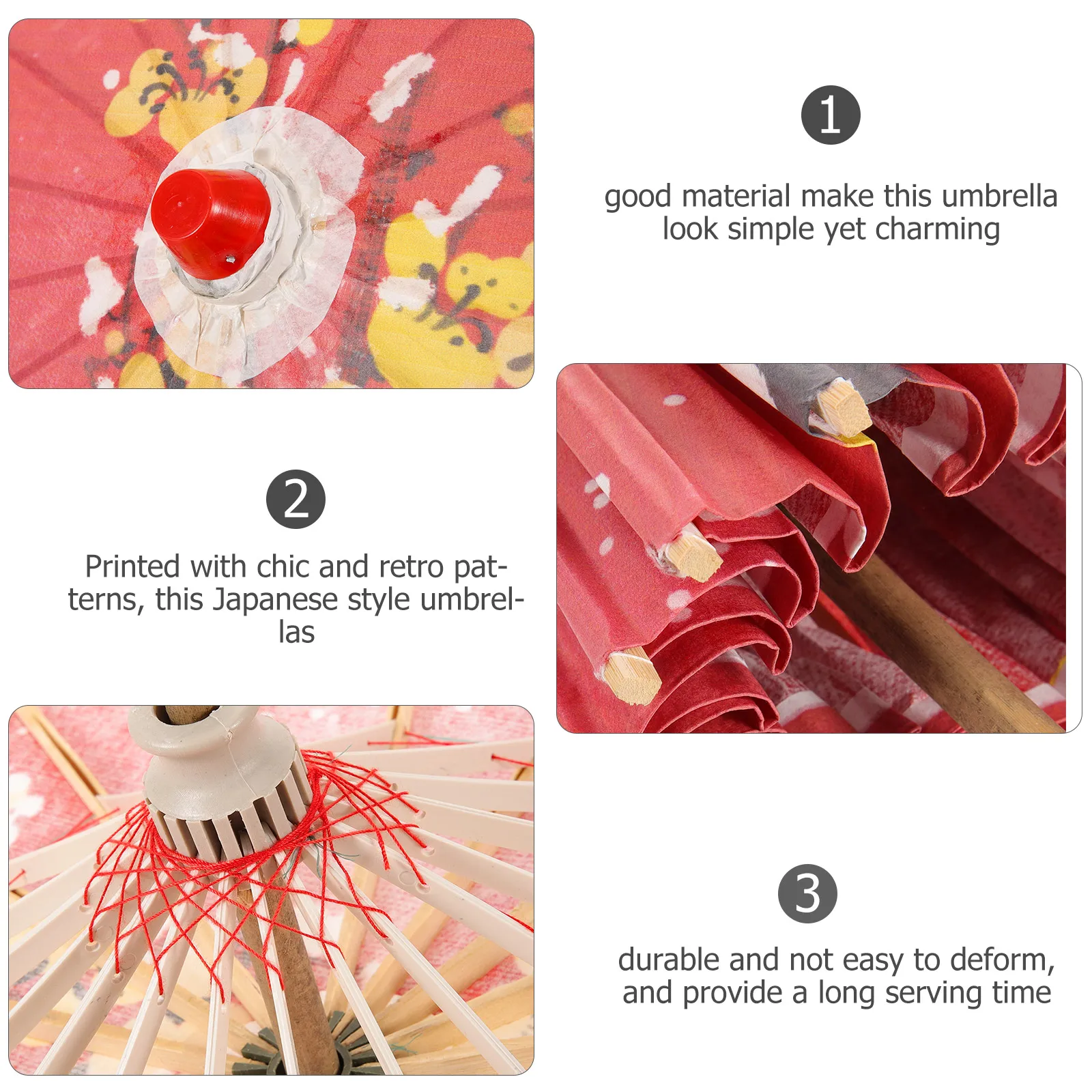

Red Paper Parasol Paper Umbrella Prop Classical Japanese Oil Parasol Decorative Prop for Photo Drama