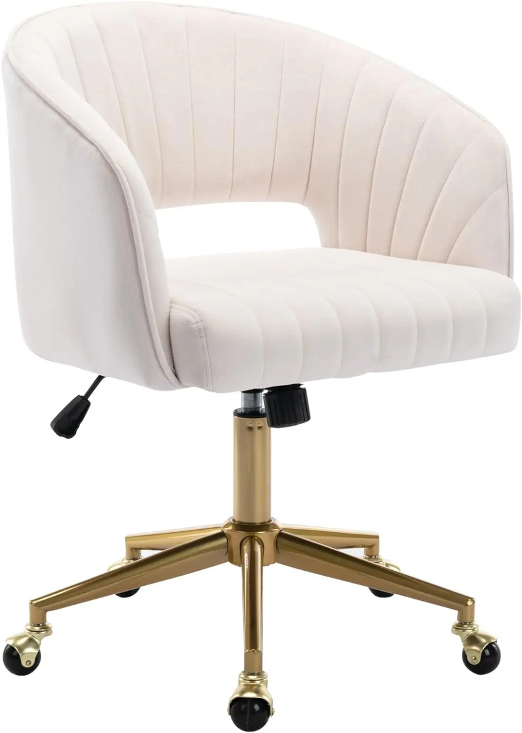 Home Office Chair Swivel Velvet Desk Chair Accent Armchair Upholstered Modern Tufted Chairs with Gold Base